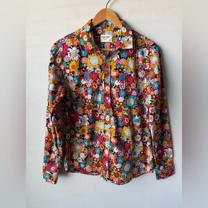 TuneVuse Mens Long Sleeve Button Down Paisley Floral Colorful 70s Top RegularFit
